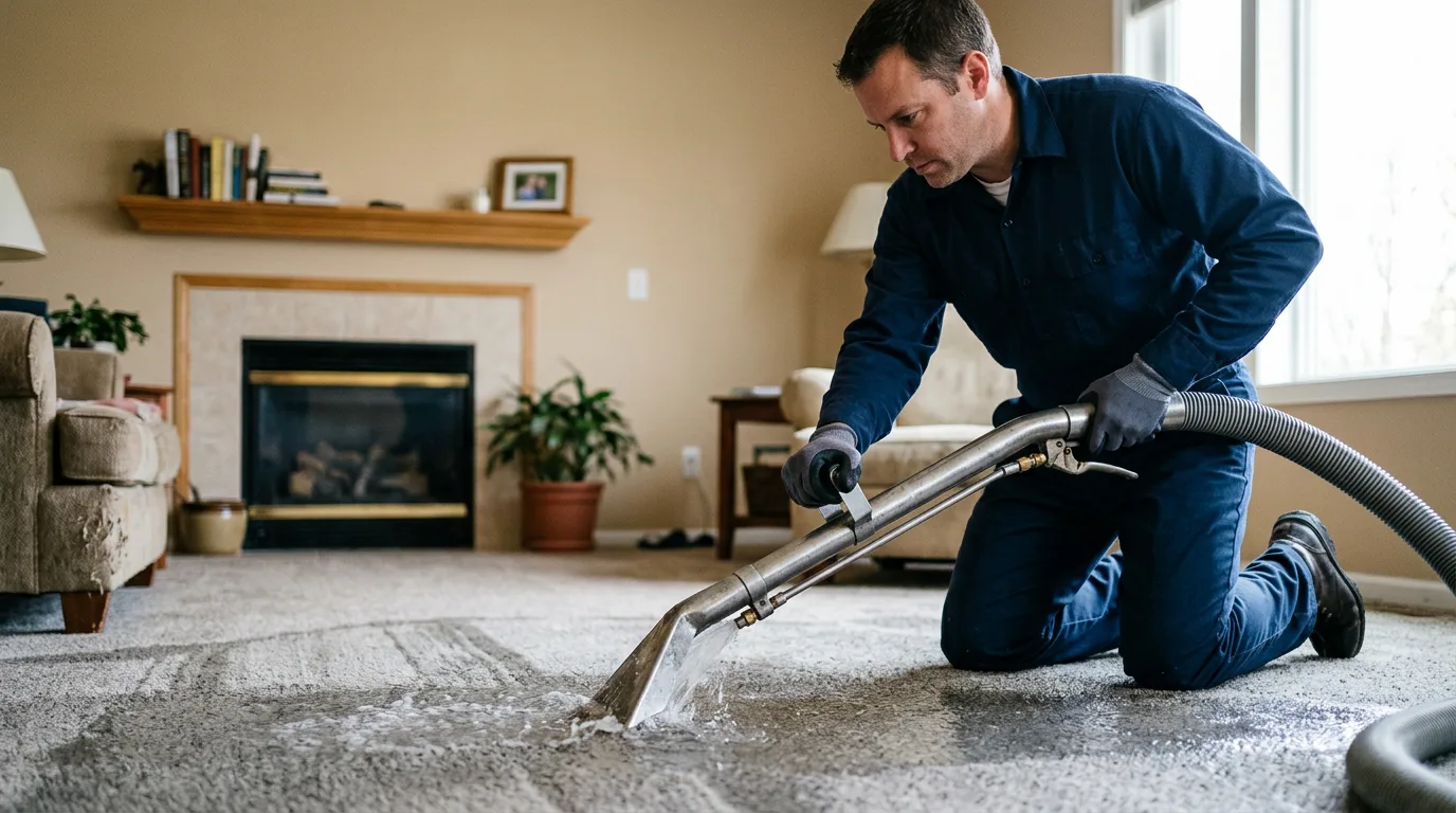 Water damage restoration technician working near Rogersville, AL